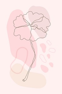 Flower single line art vector in pink