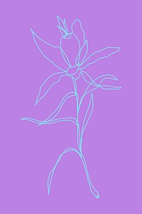 Flower monoline art vector on purple background