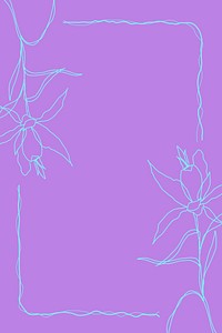 Flower frame border design vector on purple background