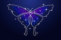 Glitter butterfly sticker, violet colorful aesthetic vector animal illustration