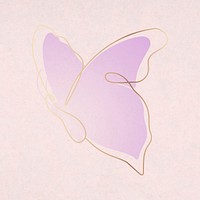 Purple butterfly sticker, aesthetic gradient vector line art design