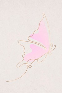 Pink butterfly sticker, beautiful gradient vector line art design