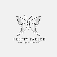 Simple butterfly logo template, beauty salon business, creative black vector design