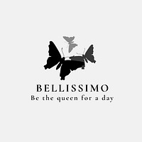 Simple butterfly logo template, beauty salon business, creative black vector design