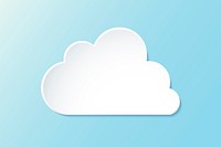 Paper cloud element, cute weather clipart vector on gradient blue background