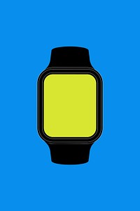 Black smartwatch, blank rectangle green screen, health tracker device vector illustration