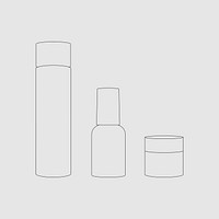 Cosmetic bottle outline, beauty and skincare packaging vector illustration