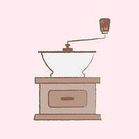 Coffee grinder illustration, cafe decor vector