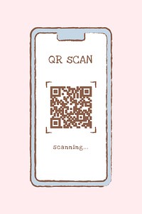 Phone QR code design element psd hand drawn illustration