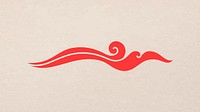 Oriental cloud sticker, red Chinese design clipart vector