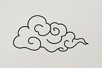 Chinese cloud sticker, black oriental printable clipart vector