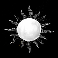 Sun drawing, doodle icon vector, cute galaxy illustration