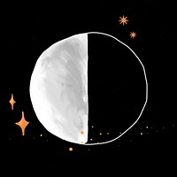 Moon drawing, doodle icon vector, cute galaxy illustration