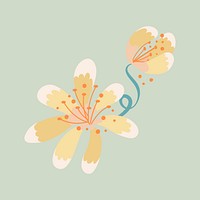 Yellow flower, spring clipart vector illustration