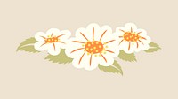 Flower divider, white cute sticker vector illustration