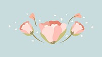 Flower divider, pink flat design sticker vector illustration