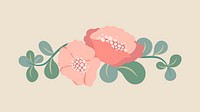 Flower divider, pink flat design sticker vector illustration