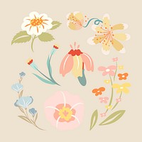 Pastel flower, spring clipart cute vector illustration