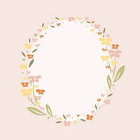 Pastel flower frame, vector, flat design illustration