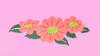 Flower divider, pink flat design sticker vector illustration