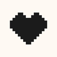 Pixel heart icon, black love style vector