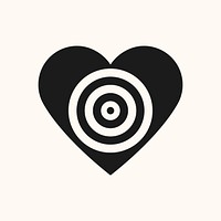 Heart icon, black simple design vector