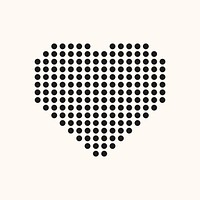 Heart icon, black polka dot design vector
