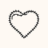 Heart icon, black simple design vector