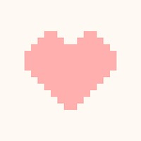 Pixel heart icon, pink love style vector