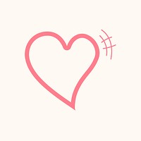 Love heart icon, pink doodle element graphic vector