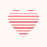 Heart icon, pink pastel striped element graphic vector