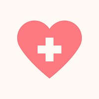 Healthy heart icon, pink element graphic vector