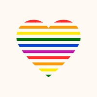 Colorful stripes heart, LGBT pride month icon vector