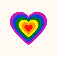 Rainbow heart, LGBT pride month icon vector