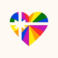 Colorful gift heart, LGBT pride month icon vector