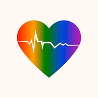 Colorful heart, cardiograph icon vector