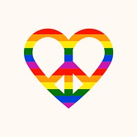 Pride peace heart, colorful freedom love icon vector