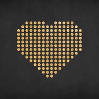 Gold heart icon, polka dot element graphic vector