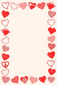 Cute heart frame vector, Valentine day border design