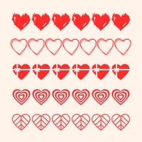 Red heart pattern illustrator brush vector add-on set