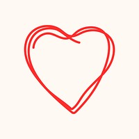 Love heart icon, red doodle element graphic vector