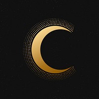 Celestial art sticker, gold aesthetic crescent moon, galaxy illustration vector