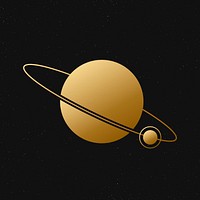 Galaxy saturn sticker, gold aesthetic planet art vector