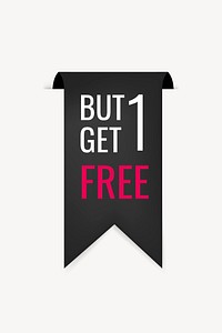 Shopping banner sticker, buy 1 get 1 free clipart psd