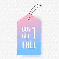 Price tag sticker, buy 1 get 1 free clipart vector