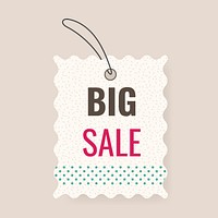 Big sale tag sticker, shopping clipart vector