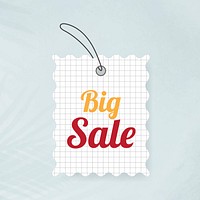 Big sale tag sticker, shopping clipart vector