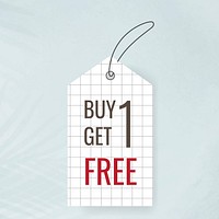 Price tag sticker, buy 1 get 1 free clipart vector