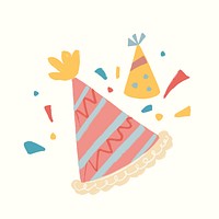 Party hat sticker, celebration illustration vector