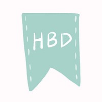 HBD badge sticker, decorative banner design vector